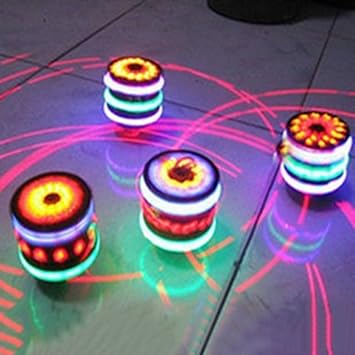 Lanlan Kinder LED Light up Musik Holz wie Peg Top Hand Kunststoff Flash Spielzeug Geschenk für Kinder