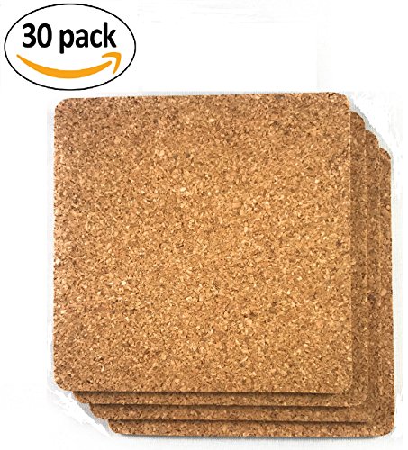 Cork Drink Coasters - Blank Reusable Absorbent Eco-friendly DIY Tile Craft Board -Protect Furniture From Damage and Water Rings Restaurant Cafe Supplies (1/8