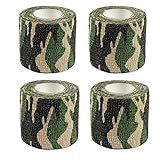 Camouflage Wrap Tape, 4 Rolls 15Ft Outdoor Military Protective Camouflage Self-adhesive Camo Fabric Wrap Tape for Firearms, Rifles, Flashlights, Knife, Bicycle, Woodland