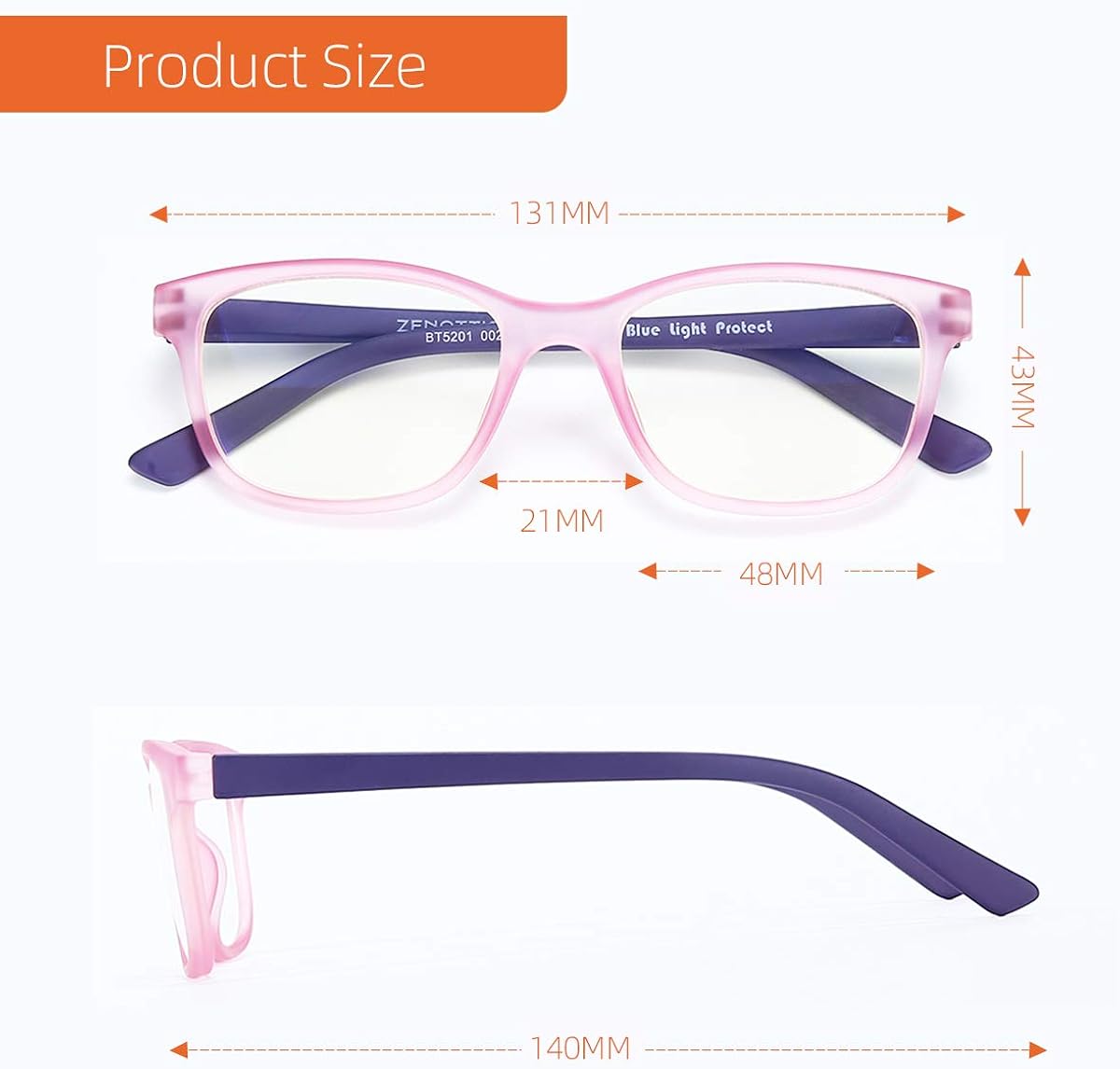 ZENOTTIC Kids Blue Light Blocking Glasses Anti Glare Lens Lightweight Frame Computer Eyeglasses For Boys And Girls - Image 3