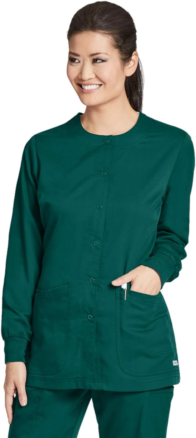 Grey's Anatomy 4-Pocket Warm-Up for Women– Classic Fit Medical Scrub Jacket: Clothing