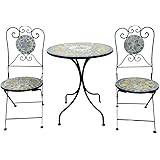 Gartengarnitur Tisch rund mit 2 Stühlen aus Metall Tecla Sitzgruppe