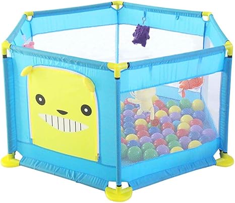 Amazon Playpen 遊び場 安全 幼児 六角形 赤ちゃん遊び ブルー 子供部屋 仕切り アクティビティセンター 子供遊び ゲームフェンス 128 64cm ベビーサークル プレイヤード ホーム キッチン 通販