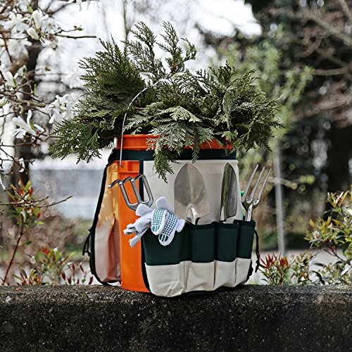 GardenHOME Ergonomic Garden Tools 4 Piece Tool Set with Trowel, Cultivator, Transplanter (7T)