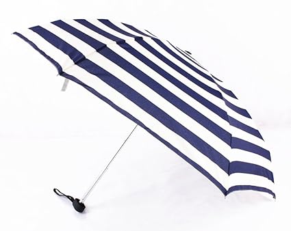 RECHAR Colored Navy Stripe Small Portable Pocket Umbrella Anti-UV Mini Umbrella (Navy Blue)