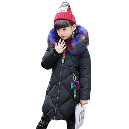 YYF Kinder Mädchen Wintermantel Parka Kunstpelz Jacke Mit Kapuze Jacken Outwearlinie Mantel