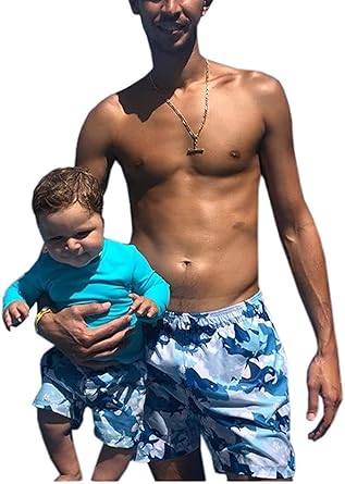 matching bathing suit and swim trunks