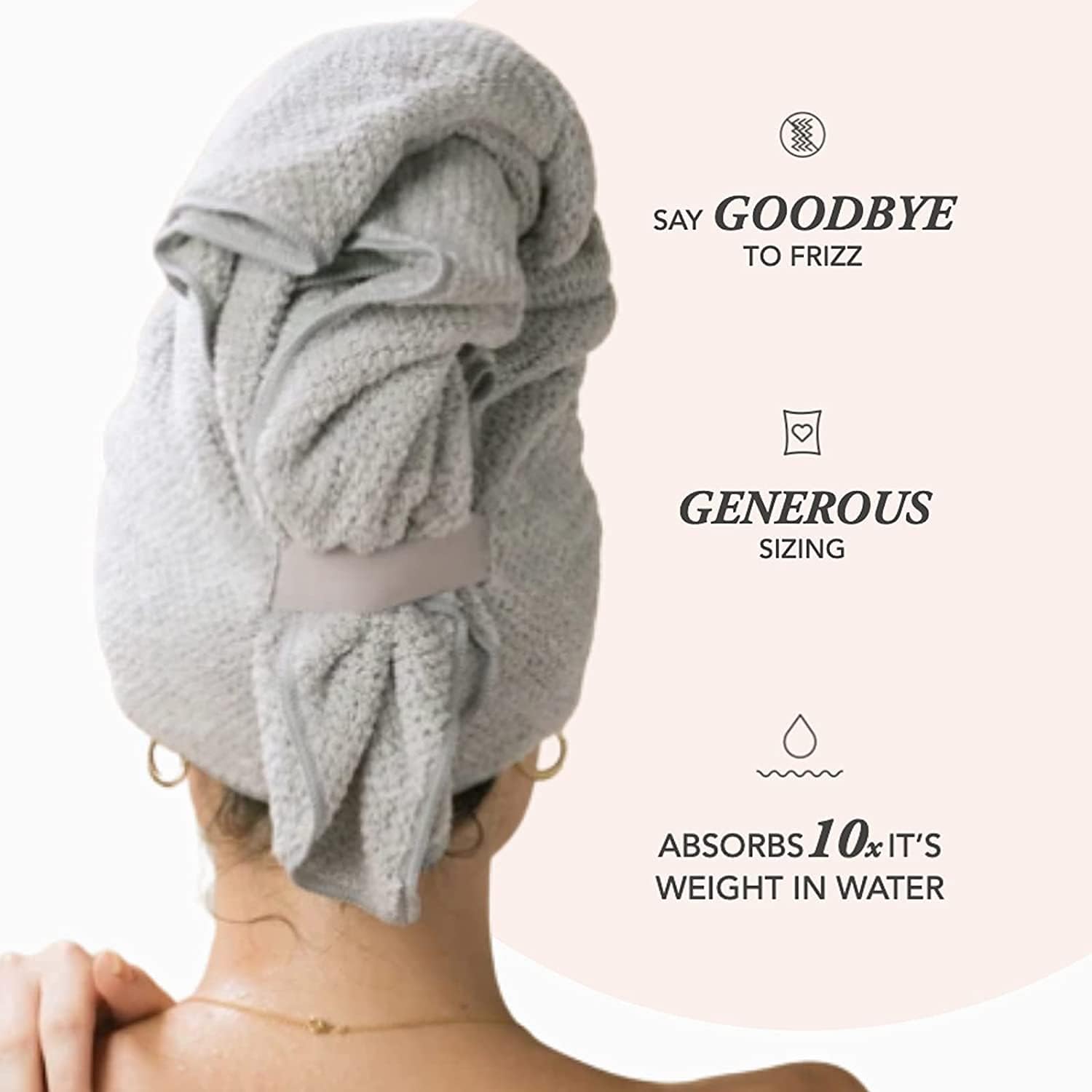 VOLO Hero Microfiber Hair Towel | Super Absorbent, Ultra-Soft, Fast Drying | Reduce Dry Time by 50% | Large, Premium Wrap Towel for All Hair Types | Anti-Frizz, Anti-Breakage, Hands-Free | Luna Gray: Kitchen & Dining