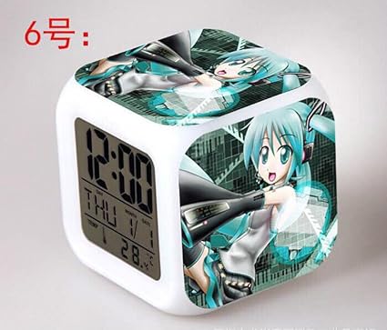 Amazon Com Japanese Anime Clock Hatsune Miku Seven Color Change Glowing Digital Alarm Clock Home Audio Theater