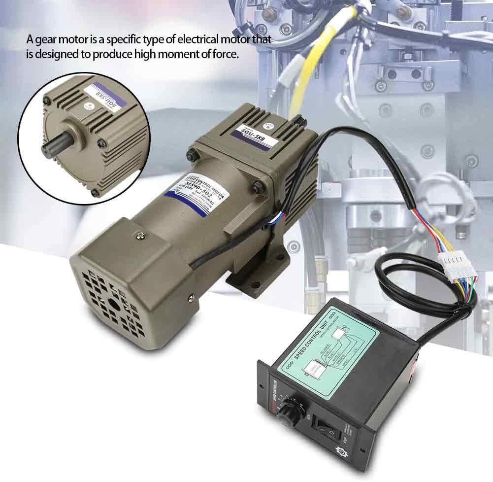 Electric Gear Motor, Walfront AC 220V 90W Single Phase Asynchronous Gear Motor High Torque Deceleration Adjustable Speed 5K/10K/20K/50K/100K RPM Optional(5k) - - 