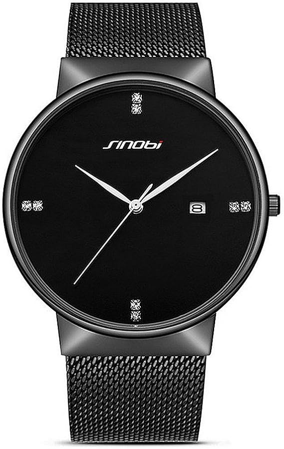 Amazon Sinobiファッションメンズultra Thin絶妙なラインストーンdial Watchesメッシュストラップ防水腕時計メンズの Model 2 メンズ腕時計 腕時計 通販