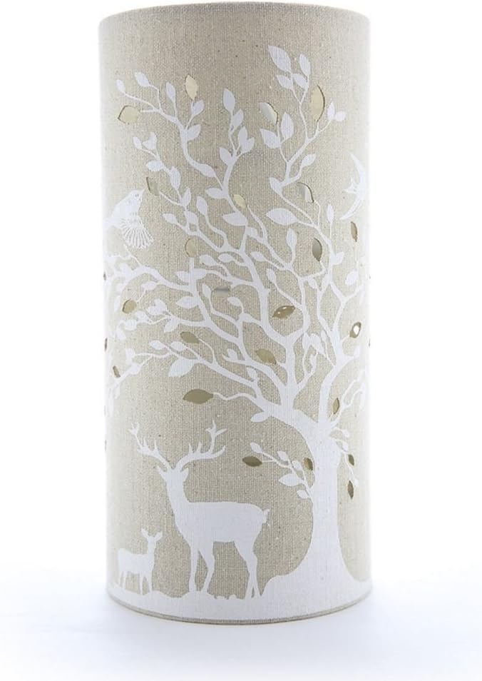 Light-Glow Handcrafted Fabric Table Lamp, Nature-Inspired Perforated Designs, Soft Ambient Lighting