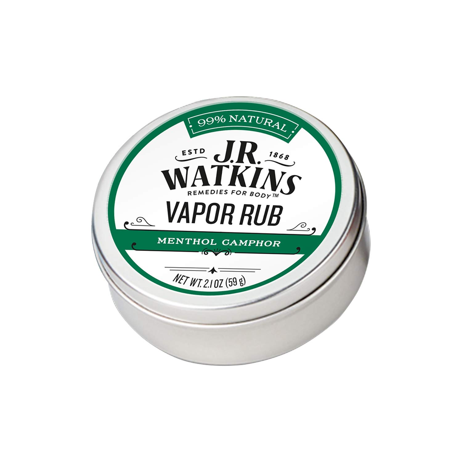 JR Watkins Natural Menthol Camphor Vapor Rub, Single, Chest Vaporub for