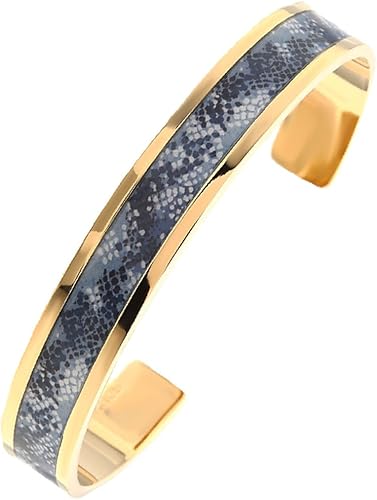 Amazon Selena Jewelry セレナジュエリー K14gp ステンレス エキゾチック柄 パイソン ブルー ブレスレット レディース A スタンダードパッケージ ブレスレット 通販