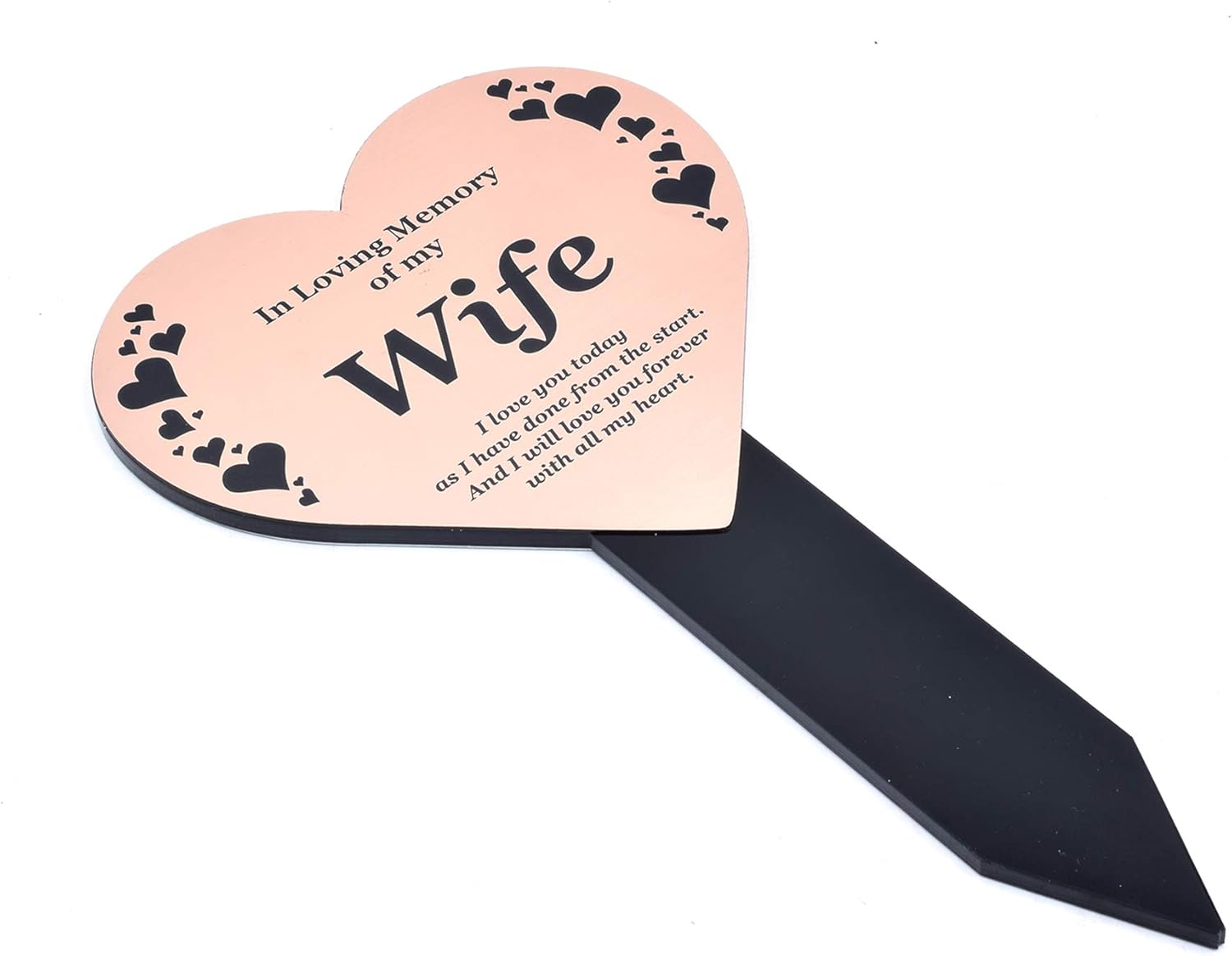 Wife Memorial Remembrance Plaque Stake, HEART SHAPE, Gold/Silver/Copper, Waterproof, Outdoor, Grave Marker, Tribute - Image 3