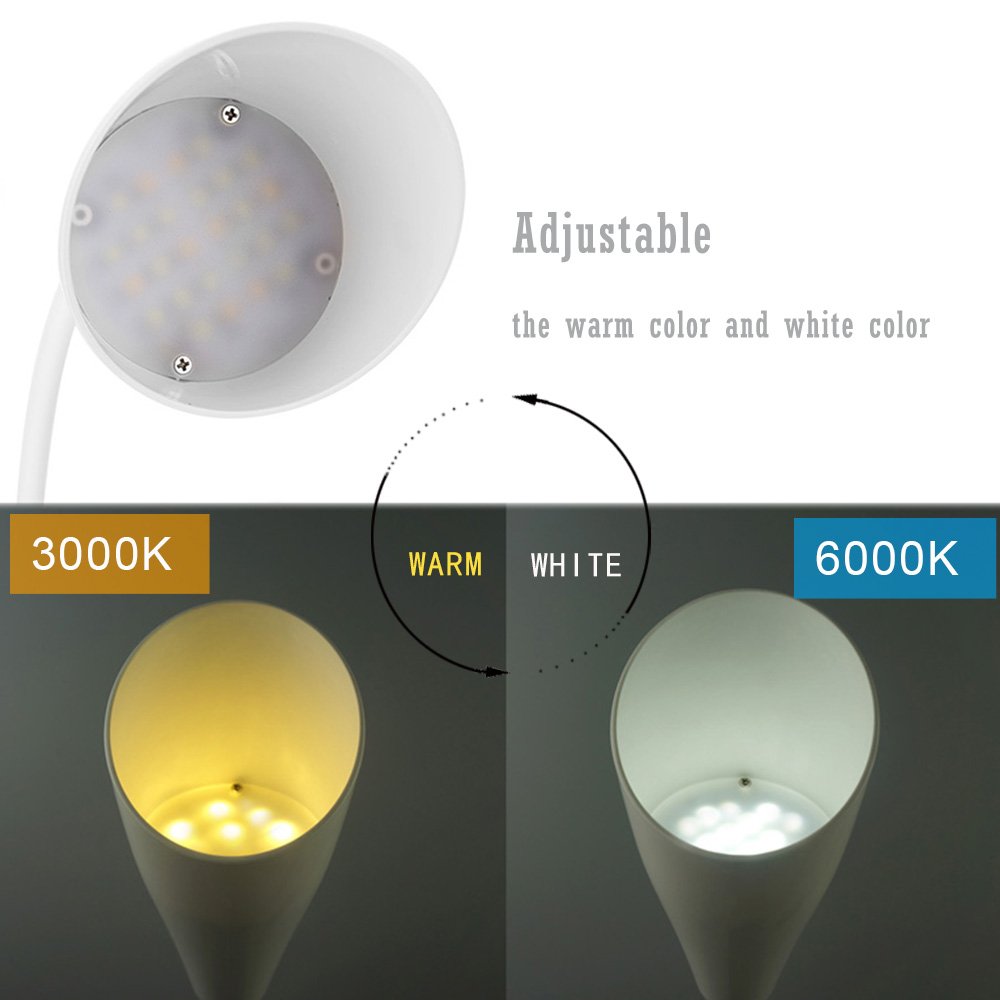 LED Floor Lamp Standing Reading Lamp, Dimmable Adjustable Gooseneck Desk Table Lamp (4 Color Temperatures, 8W, Floor Light for Living Room, Bedroom, Office) (Trumpet White)