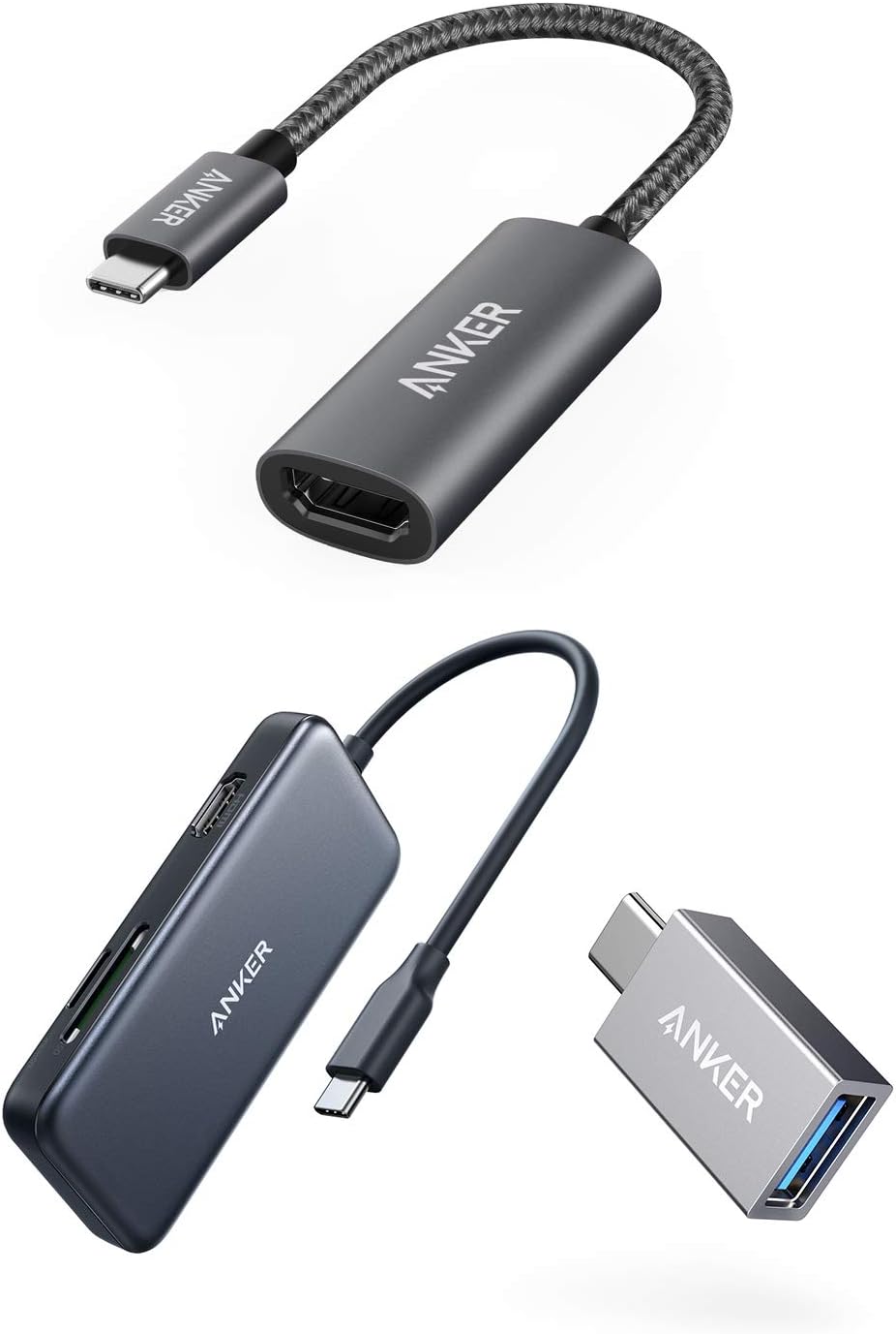 Anker USB C Hub and Adapters Bundle, 5-in-1 USB-C Hub, USB-C to HDMI Adapter, and USB-C to USB-A Adapter, for MacBook Air 2019, MacBook Pro, Dell XPS, and More