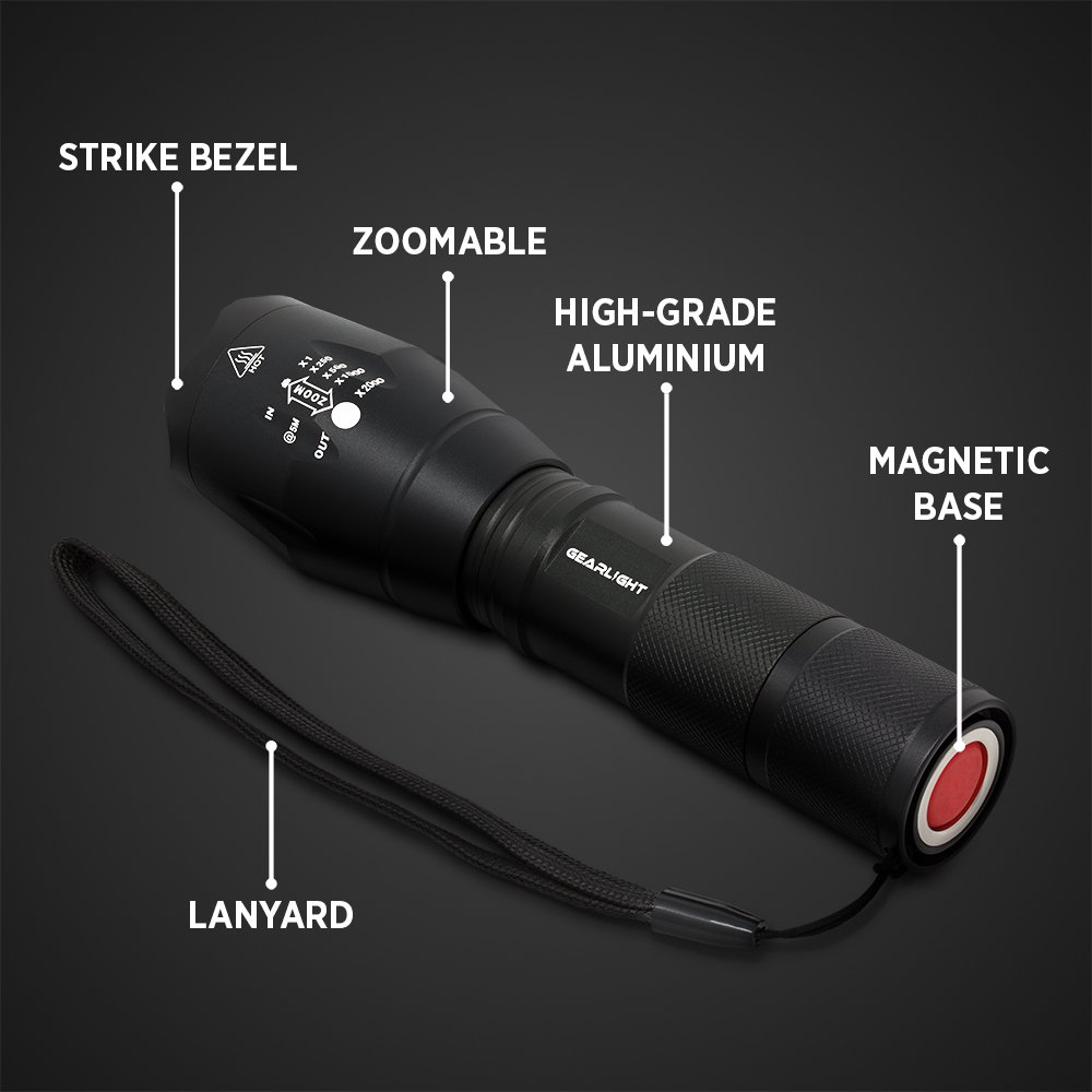 GearLight LED Tactical Flashlight S1000 with [2 PACK] High