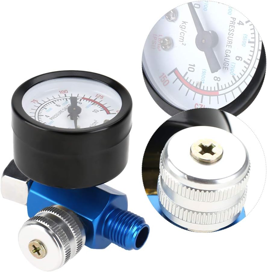 Attrezzature Professionali per Officina Meccanica - Regolatore di Pressione Aria 1/4 con Manometro 0–10 BAR per Pistola a Spruzzo Verniciatura