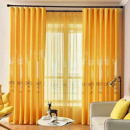 Ytt Full Blackout Curtains Polyester Thick Solid Color Simple