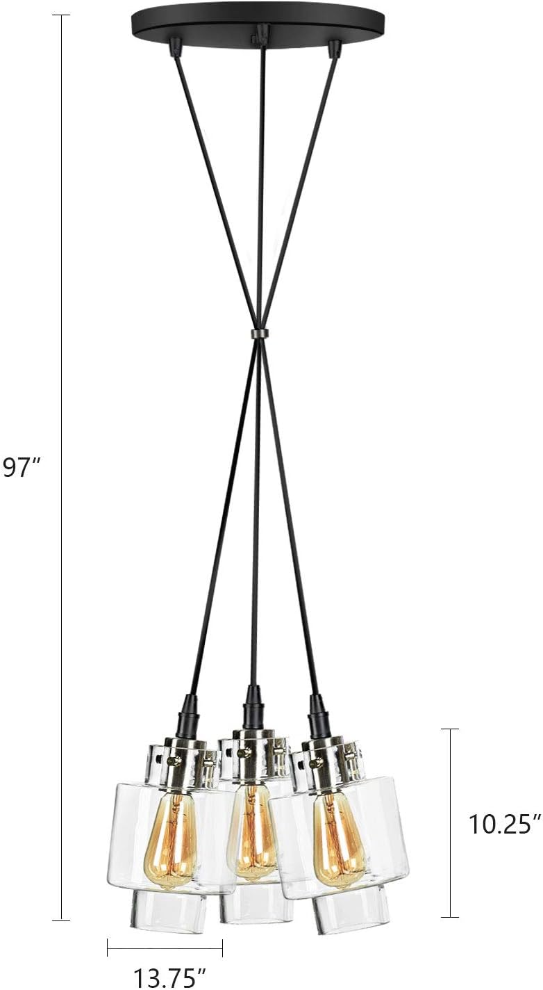 Motini 3 Light Cluster Pendant Lighting Hanging Chandelier Light Fixture For Kitchen Island Dining Room Foyer Black And Brushed Nickel Finish With Clear Glass Shade Amazon Com rack room coupon 10 off 75 on Motini 3 Light Cluster Pendant Lighting Hanging Chandelier Light Fixture For Kitchen Island Dining Room Foyer Black And Brushed Nickel Finish With Clear Glass Shade Amazon Com