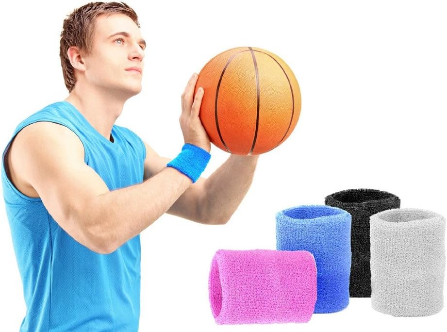 Kagogo 3 Inch Cotton Sports Wristband/Sweatband for Basketball Tennis and Other Sports, Price/Pair (Yellow): Clothing