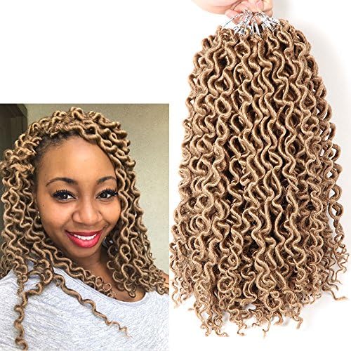 (6Packs) Lilybeautyhair 16inch 24Roots/Pack Curly Faux Locs Soft Hair Deep Faux Locs Twist Braids Goddess Locs Crochet Hair Braiding Hair Braids Mambo Hair Extension (#27)
