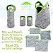 Nordic By Nature 4 Pack - Reusable Sandwich Bags Dishwasher Safe BPA Free - Durable Washable Quick Dry Cloth Baggies -Reusable Snack Bags School Lunches - Easy Open Zipper (Grey/Neon Green)