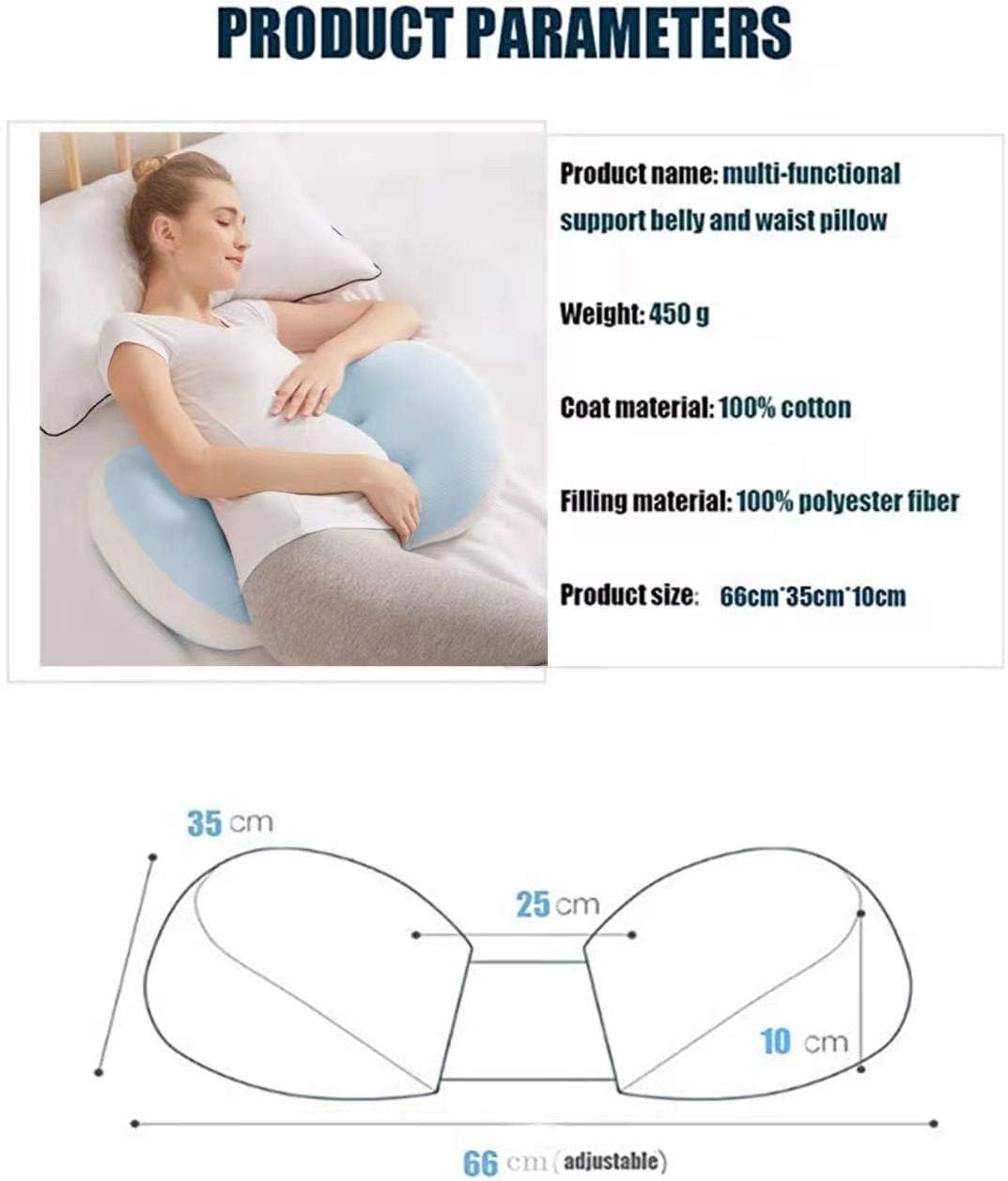 U-Shaped Pregnancy Pillow Maternity Side Sleeping Pillow Pregnancy for Pregnant Women,Support for Back Hips Legs Belly for Maternity Women,Maternity Pillow with Removable Cotton Cover(Blue): Kitchen & Dining