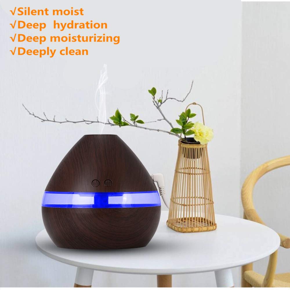 Essential Oil Diffuser, J\'sBeauty 300ml Wood Grain Aromatherapy Diffuser Cool Mist Humidifier with Auto Shut Off for Office Home Bedroom