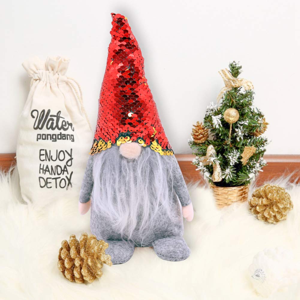 FuturePlusX Swedish Santa Gnome Plush, 1PCS Double Sequins Scandinavian Tomte Santa Scandinavian Gnome Plush for Christmas Santa Decoration Table Decor