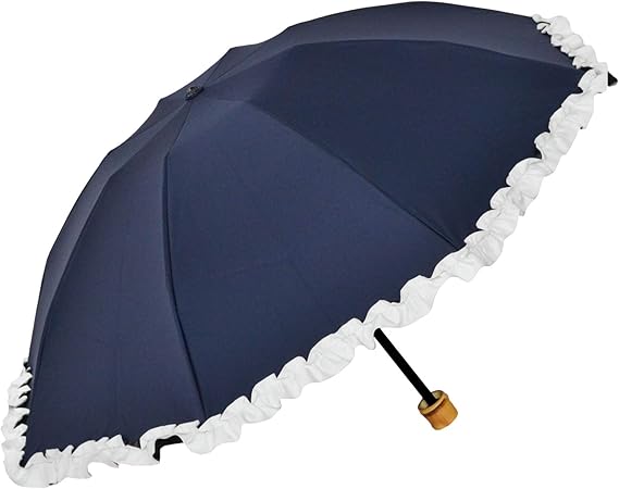 Amazon Co Jp 100 完全遮光 99 ではダメなんです Rose Blanc 日傘 晴雨兼用 Uvカット 1級遮光 撥水 ブランド おしゃれ レディース かわいい 母の日 3段折り 傘袋 50cm フリル 3f1 ネイビー アイボリー ホーム キッチン