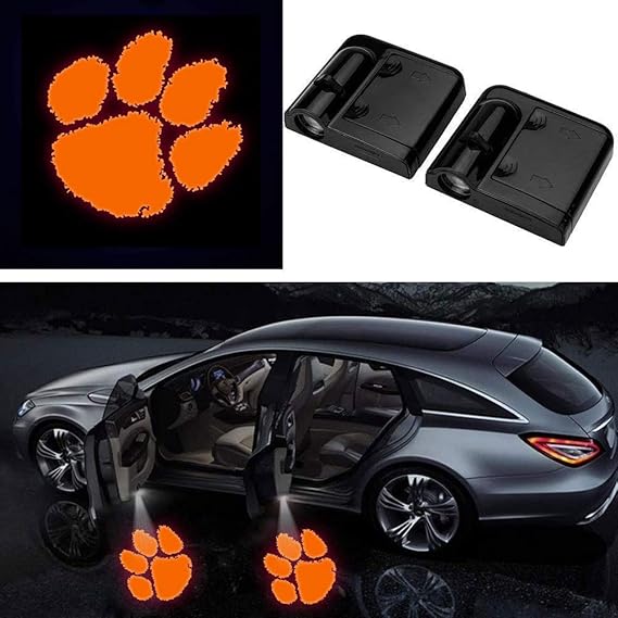 2Pcs for Clemson Tigers Car Door Lights Logo Projector, Universal