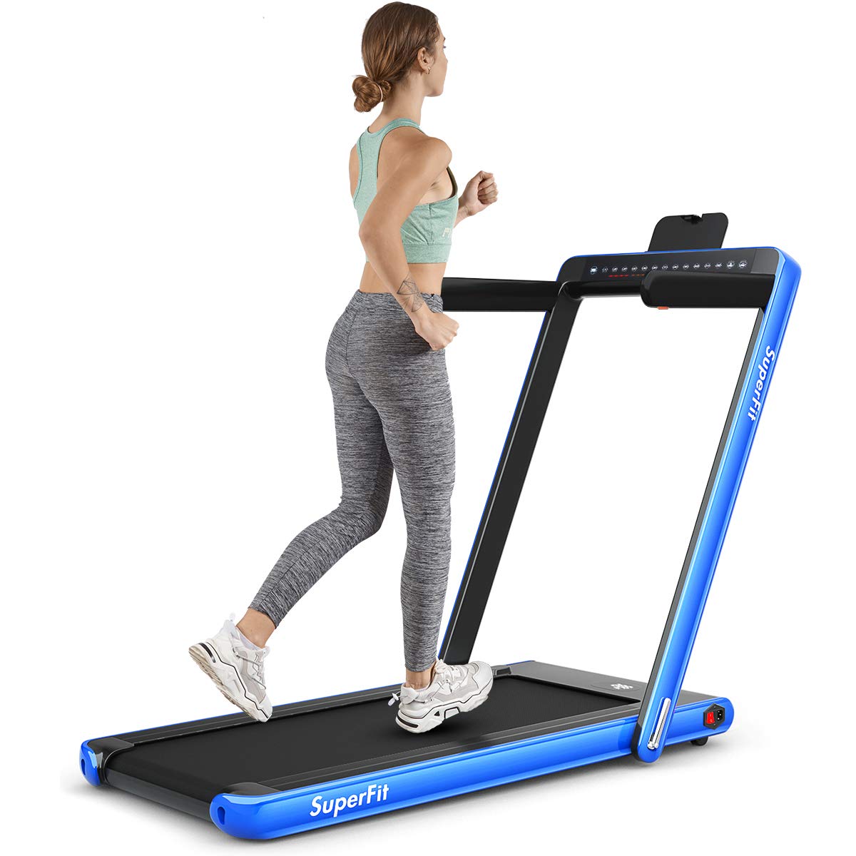 Goplus 2 in 1 Folding Treadmill with Dual Display, 2.25HP Under Desk