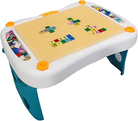 Amazon Co Jp 子供のビルディングブロックテーブル 多機能4 In 1折りたたみ式スタディダイニングアクティビティ テーブルおもちゃ収納テーブル 小さな粒子ブロック付き ホーム キッチン