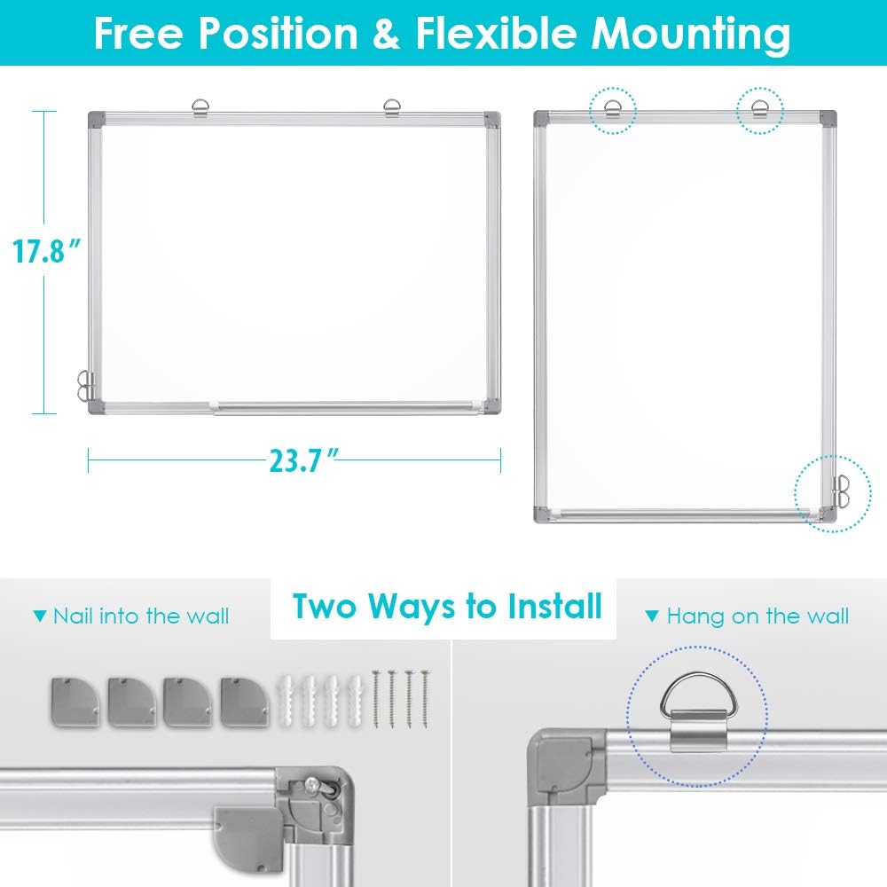 Magnetic Whiteboard 24 x 18 inches Dry Erase Board Wall Mounted White Board Small Hanging Whiteboard : Office Products