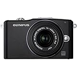 Olympus PEN E-PM1 12.3MP Interchangeable Camera with CMOS Sensor, 3-inch LCD and 14-42mm II Lens (Black) (Old Model)