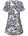 MOQIVGI Paisley Tunic, Juniors Summer Vneck Short Sleeve Casual Tops Nice Stylish Babydoll Flowy Shirts Fancy Embellished Holiday Blouse for Women Fashion 2024 Multicoloured White X-Large