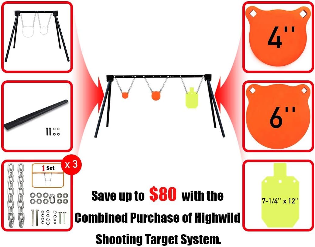 Highwild Steel Target Stand AR500 Shooting Target System (Stand, Mounting Kits & 4", 6" Gongs + 7"x 12" Torso) : Sports & Outdoors