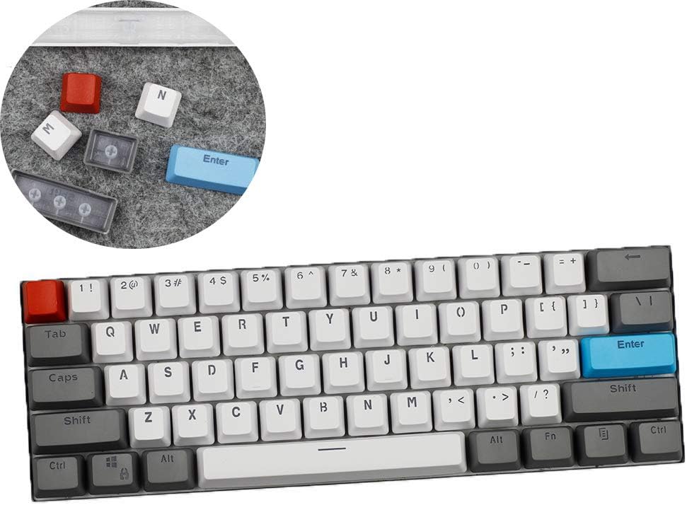 YQYL 61-key mechanical keyboard keycap PBT frosted transparent 61-key cap two-color molding injection keycap,A