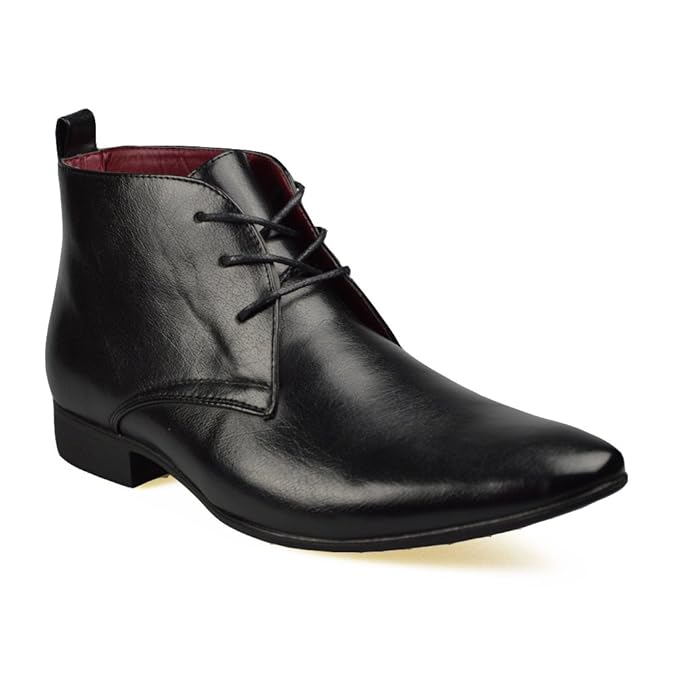 Mens Black Leather Smart Formal Casual Lace Up Boots Shoes UK SIZE 6 7
