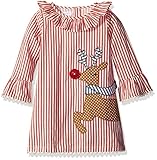 Mud Pie Toddler Girls' Holiday Dress Ruffle, Reindeer Ticking, 5T