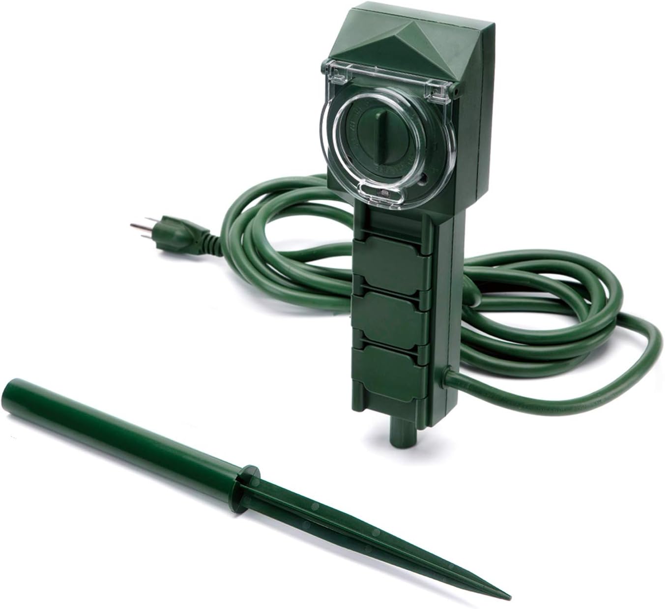 BESTTEN Power Stake with Optional Countdown Timer, Outdoor Power Strip