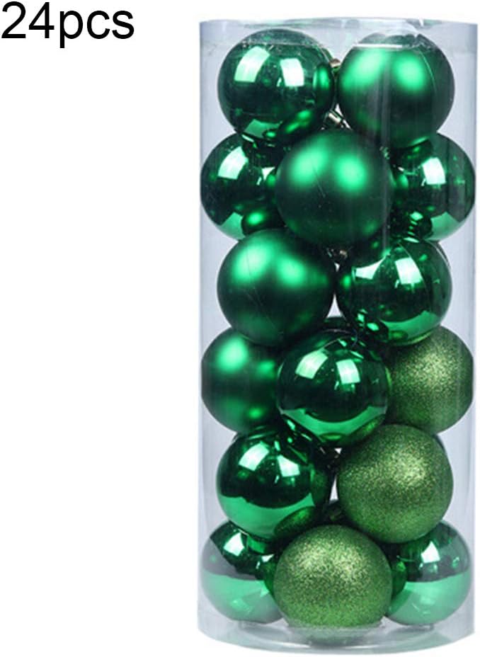 Walkretynbe Christmas Tree Decor Ball 24Pcs Christmas Ball Hanging Bauble New Year Wedding Home Party Tree Decoration Before Christmas is coming Blackish Green