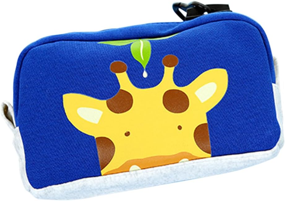 Cosanter Lovely Cartoon Giraffe Canvas Pen Case Bag Blue Large Capacity Stationery for Students
