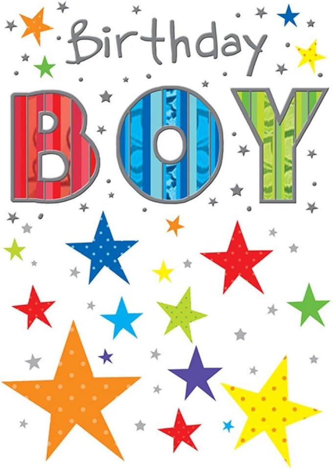 Piccadilly Greetings Happy Birthday Card for A Boy - 7 x 5 Inches, White