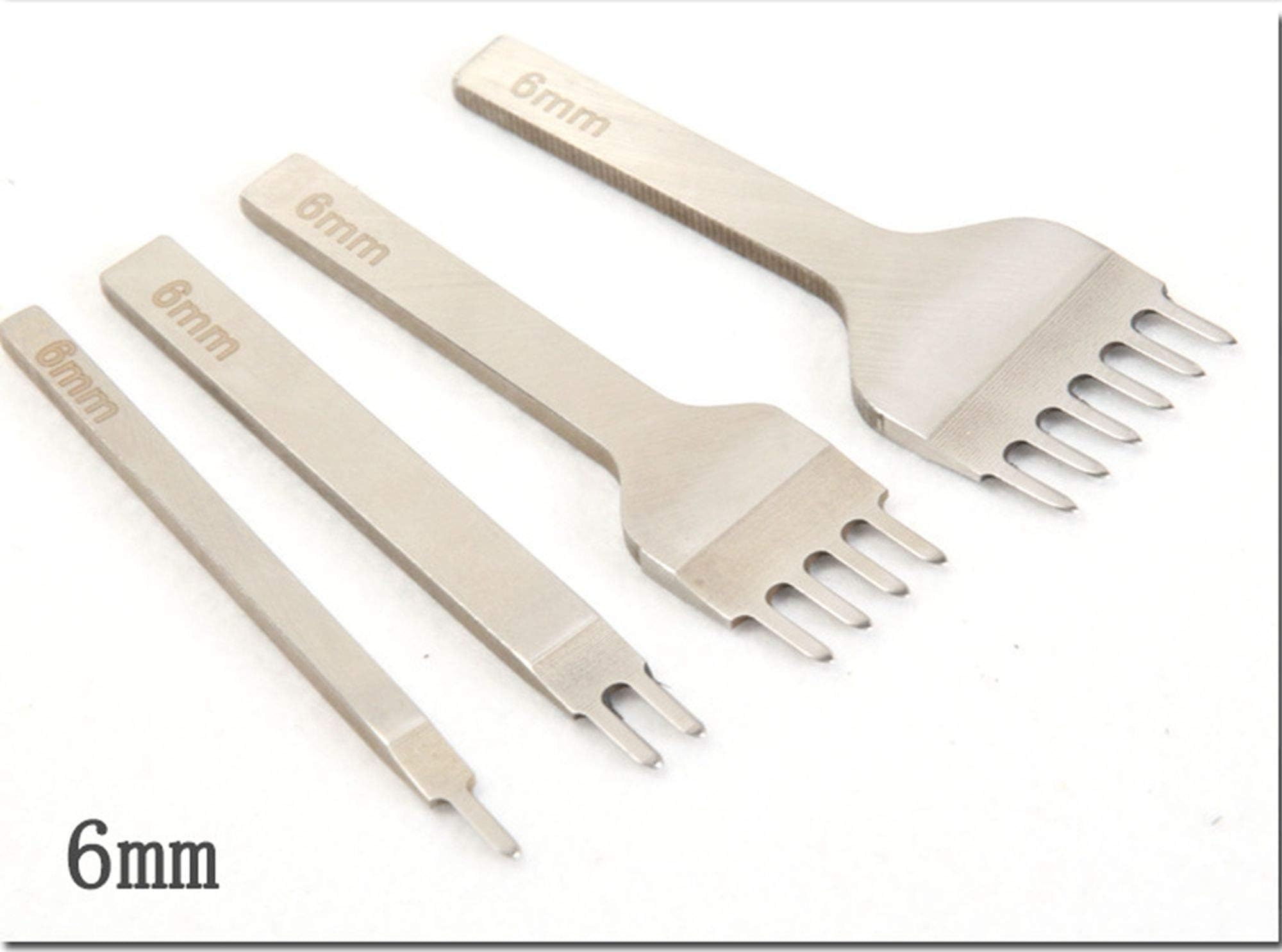 Gaosi Tools Professional Leathercraft 1/2/4/6 Prong Diamond Chisel Leather Craft Tools Hole Punches Lacing Stitching Perforate (5mm) (6mm)