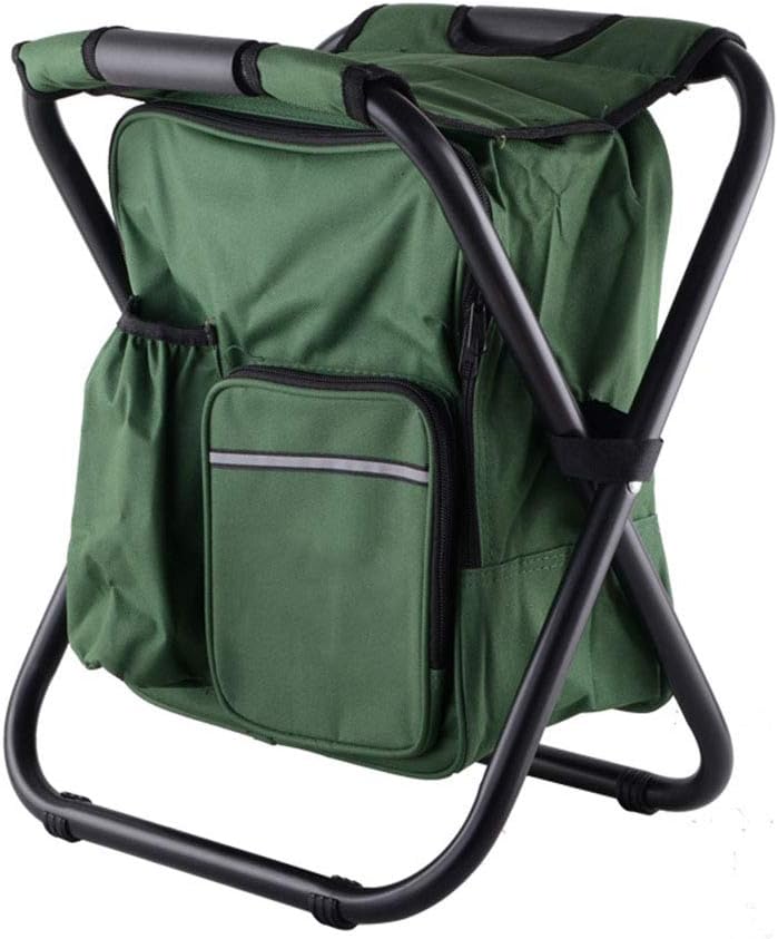 Double Shoulder Strap Portable Folding Chair - Multifunctional Insulation Package Folding Stool - Step Slacker Stool Camping Folding Chairs Outdoor,Green