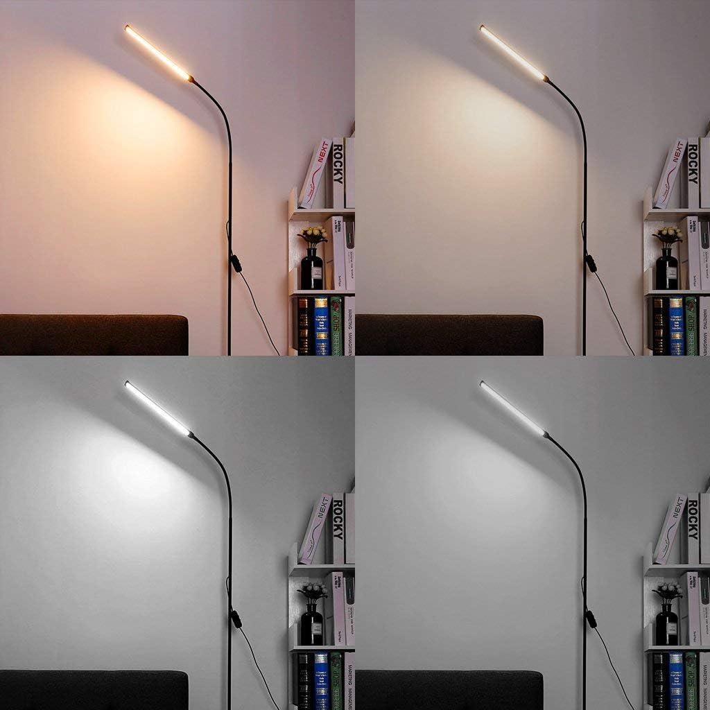 FELiCON LED Floor Standing Reading Lamp for Living Room Bedroom Simplicity Style 4 Level dimming Brightness 3500K Warm Light & 6000K White Light with 1.5m Length charging Line for Sofa Desk (SJ-Black) - Image 4