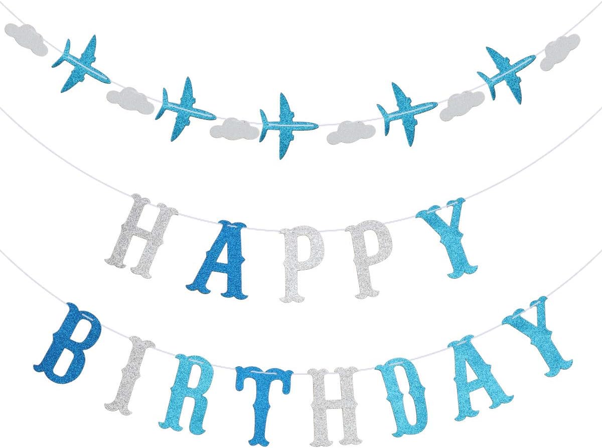 Amosfun Banderole Happy Birthday Avec Banniere En Avion Pour Fete D Anniversaire Amazon Fr Cuisine Maison